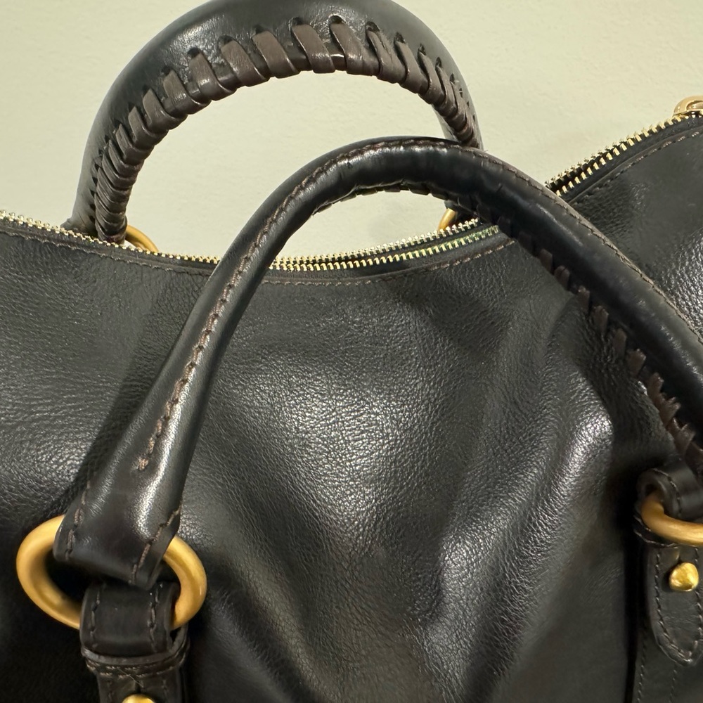 Dooney & Bourke Black Leather Satchel with Gold Hardware size large - Picture 2 of 8